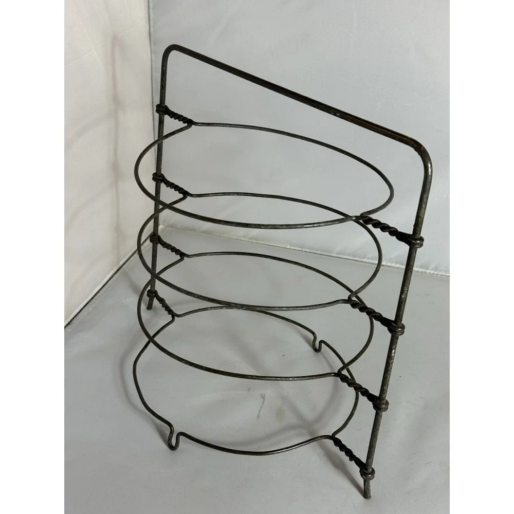 Vintage Twisted Wire Pie Cooling Rack 4-Tier Metal Stand Primitive Farmhouse